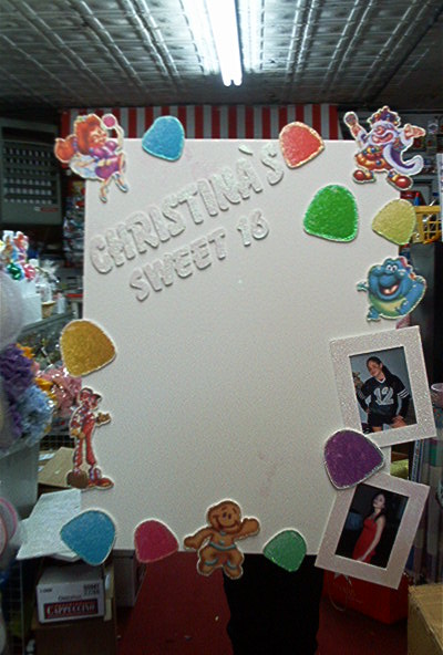 Candy land sign in board